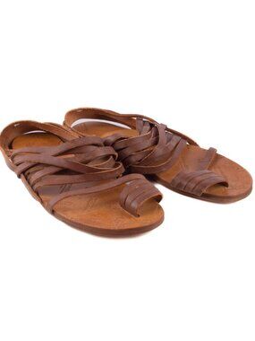 MAISON MARGIELA Brown Leather Gladiator Strap Flat Sandals Sz IT 37.5 US 7.5